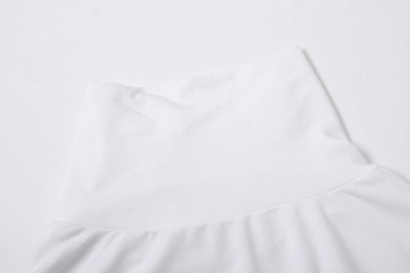 OThread & Co. Women's Half Sleeve Turtleneck T-Shirt Basic Stretch Layer Comfy High Neck Top (Small, White) - Image 5